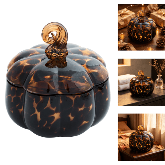 Farm Apple Pumpkin Scented 2 Wick Confetti Figural Pumpkin Jar Candle, Aromatherapy Glass Pumpkin Candle Perfect for Autumn Parties and Daily Use