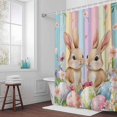thumbnail image 6 of Shower Curtain, Easter Waterproof Fabric Bathroom Shower Curtains Set with Hooks,72 X 72 Inch Long, Colorful Easter Eggs Rabbits Spring Pastel Wood, 6 of 9