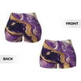 thumbnail image 5 of Fotbe Purple Gold Marble Swirls Seamless Shorts, Womens Workout Shorts High Waist Stretch Booty Short for Gym/Yoga/Running/Biking-X-Large, 5 of 9