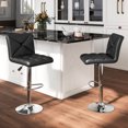 thumbnail image 2 of Costway Modern Bar Stools Set of 2 PU Leather Upholstered Swivel Counter Stools with Back Black, 2 of 9