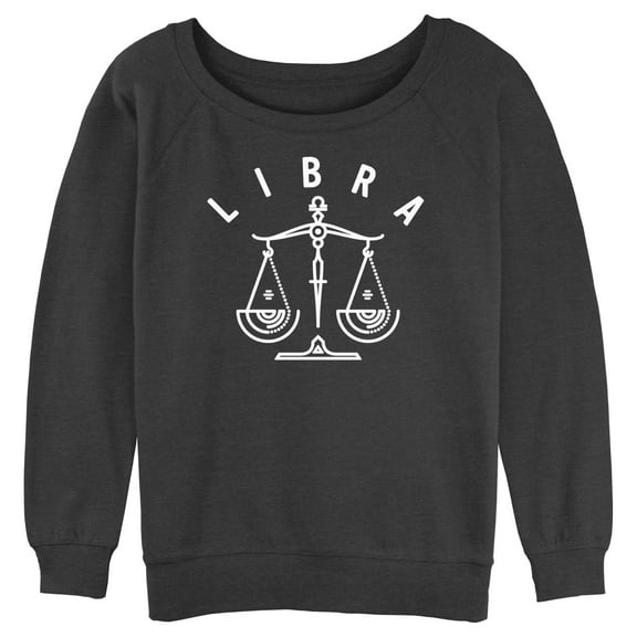 Junior's Lost Gods Zodiac Libra Line Symbol  Sweatshirt Charcoal Heather Medium