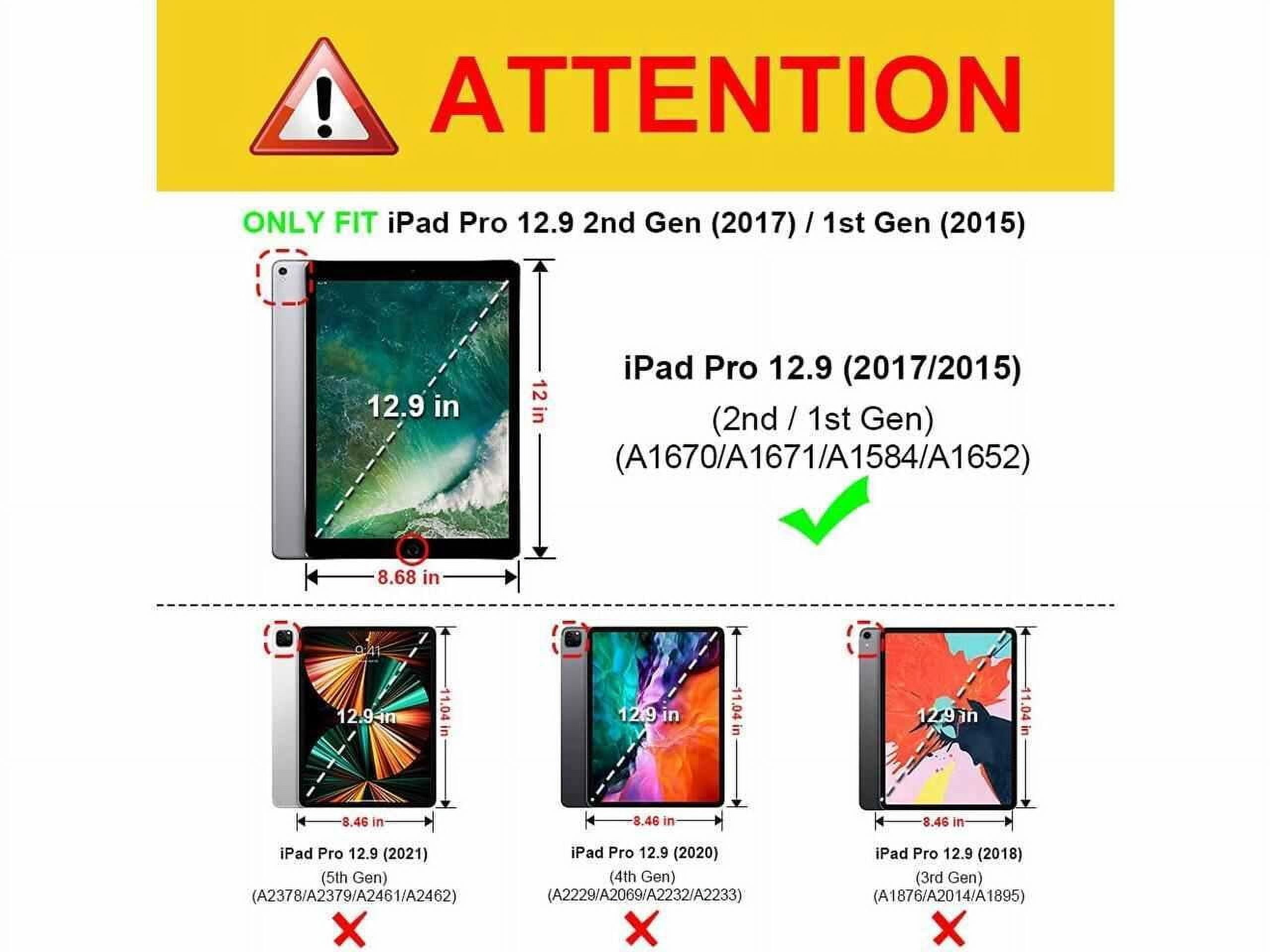 Bluetooth Keyboard Case with Trackpad for iPad Pro 12.9 inch 2017 2015 (Old Model, 2nd & 1st Generation) Removable Wireless Keyboard with Leather Cover / Pencil Holder