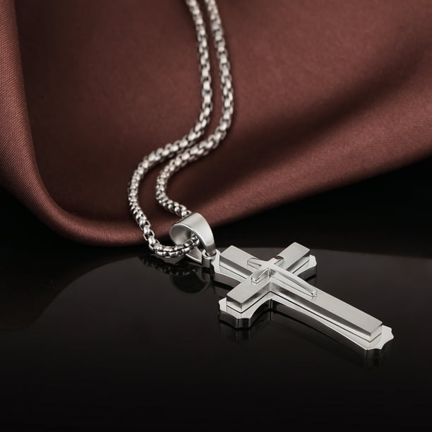 Jiamiaoi Cross Necklace for Men 316L Stainless Steel Mens Cross