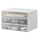 thumbnail image 1 of Organizador de computadora con 6 cajones, organizador de maquillaje, organizador de cosméticos de plástico, cajas de organización de baño, caja de almacenamiento de computadora (blanco), 1 of 9