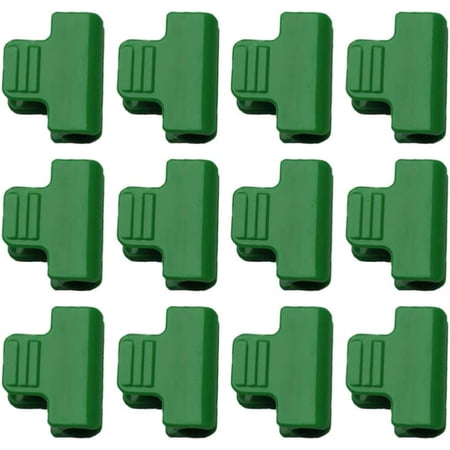 12PCS Greenhouse Pipe Clamp Greenhouse Film Row Cover Netting Tunnel Hoop Clips for Plant Stakes (Green)