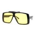 thumbnail image 2 of Stylish Mens Bold Squared Rectangle Flat Top Racer Plastic Sunglasses Black - Yellow, 2 of 4