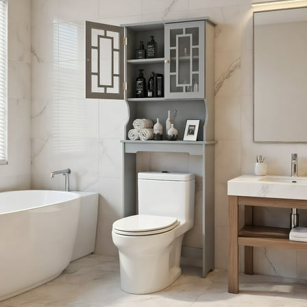 YYAo Toilet Bathroom Organizer, Toilet Storage Shelf Bathroom Shelves, Bathroom Spacesaver Organizer with Adjustable Shelf-Gray