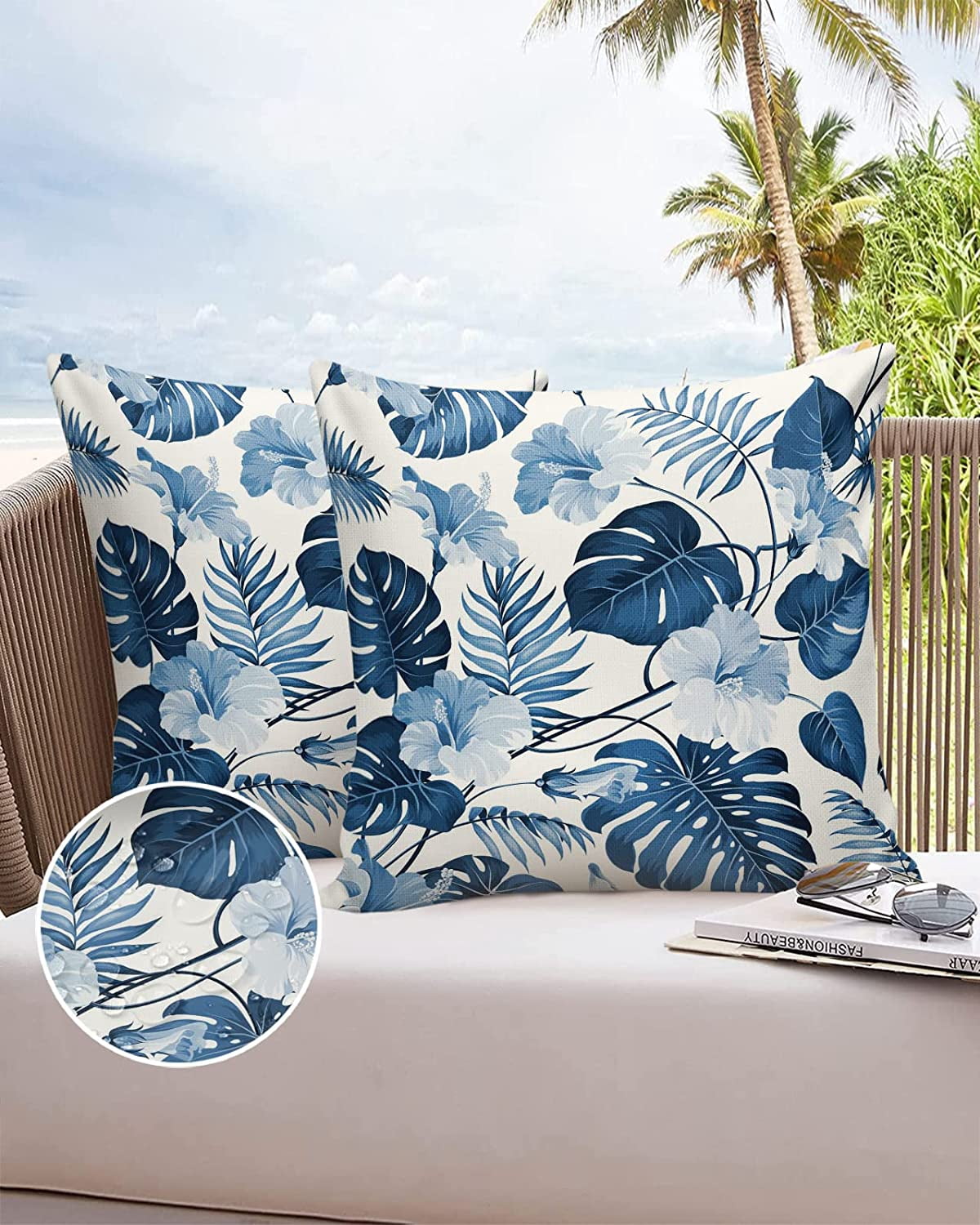 tropical leaf throw pillows