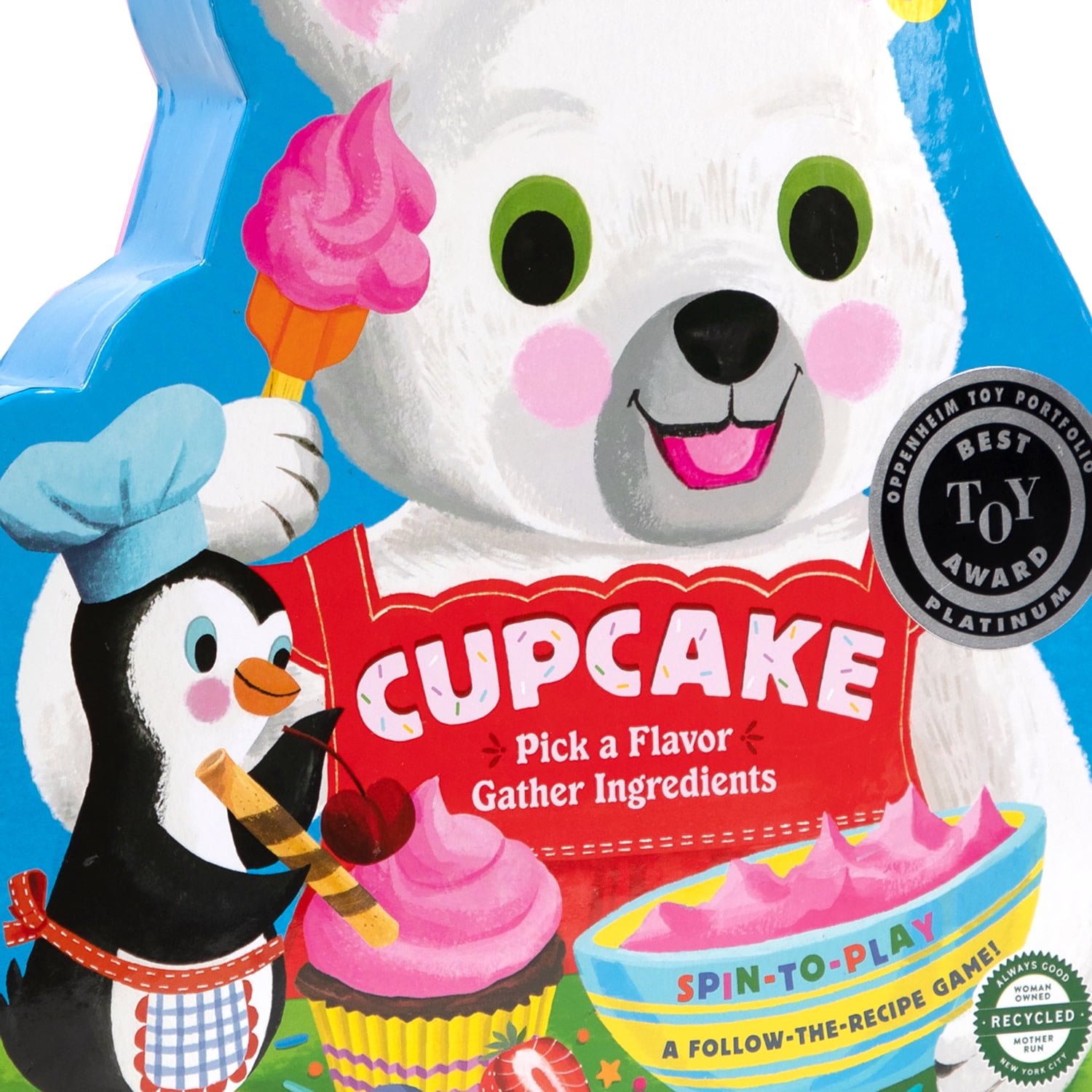 eeBoo: Cupcake Shaped Spinner Game - Animal & Baking Themed Game For Kids, Spin To Collect Ingredients, Preschool, Ages 3+, 2-4 Players