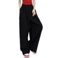 thumbnail image 4 of Lucakuins, pantalones de traje de pierna ancha para mujer, pantalones sueltos casuales elásticos de Color sólido para el trabajo, ropa de calle de oficina Lucakuins  moda, 4 of 9