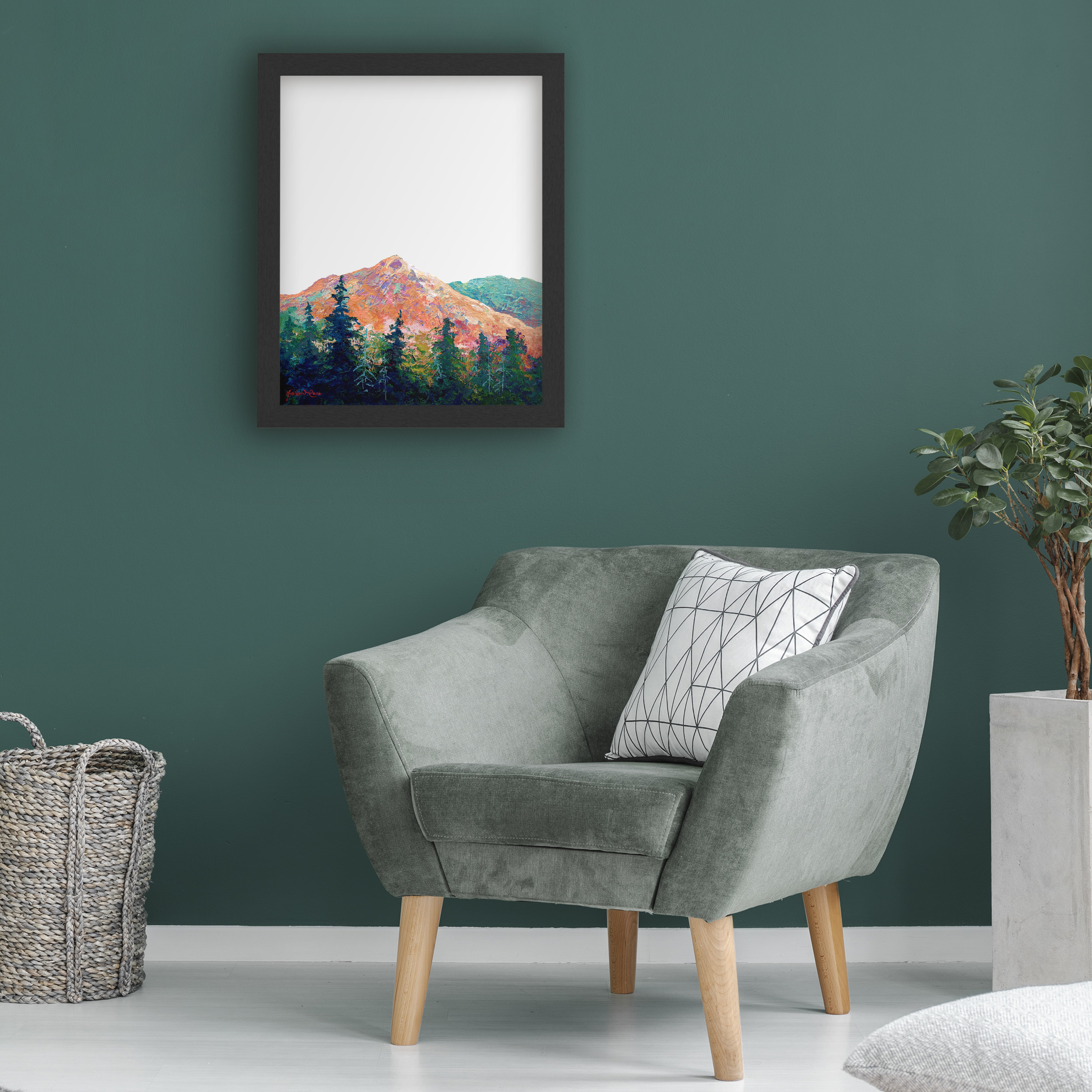 Dry Erase Marker Board with Printed Artwork - Marion Rose 'Mtn Sentinel' White Board - Ready to Hang