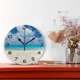 thumbnail image 2 of GZHJMY Beautiful Beach Wall Clock, Non Ticking Quartz Analog Silent Seashore Sea Ocean Blue Sky Round PVC Clocks Battery Operated for Kitchen Bathroom Living Room Home Art Decor, 2 of 7