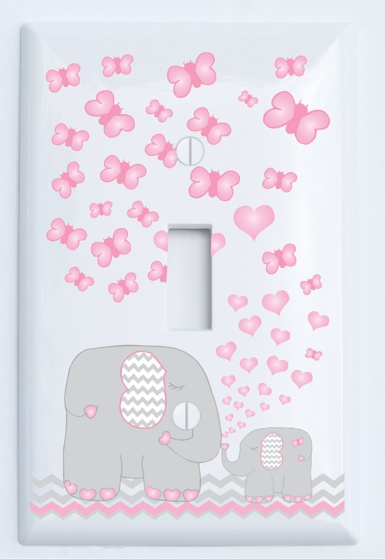 ELEPHANTS LIGHT SWITCH COVER PLATES OUTLETS GREY BABY ELEPHANTS FREE SHIPPING 