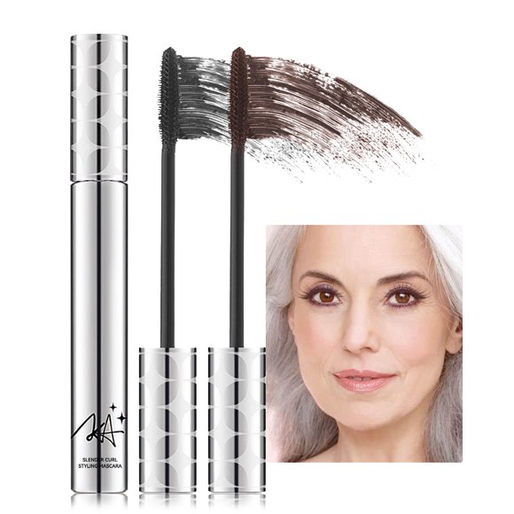 Black + Brown Mascara for Older Women 60 Plus, Volume and Length for Mature Women With Thinning Lashes, Prime Waterproof Long Wear Volumizing, Hypoallergenic for Sensitive Eyes