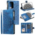 thumbnail image 1 of ELEHOLD Wallet Case for Samsung Galaxy A33 5G Embossed Pattern PU Leather Card Slots Zipper Pocket Kickstand Function Magnetic Clasp Lanyard Crossbody Shoulder Strap,Blue, 1 of 7