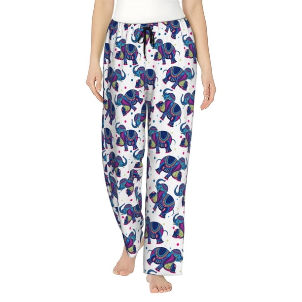 Balery Boho elephant Pantalones de pijama para mujer, pijamas ultraligeros, pantalones de estar por casa-Medium