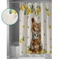 thumbnail image 3 of Shower Curtains Sets for Bathroom Decor Farmhouse Cat Lemon Leaf Flower Waterproof Bathroom Curtain with Hooks, Rustic Animal Fruit Retro Linen for Bathroom Decor,72x72IN, 3 of 7