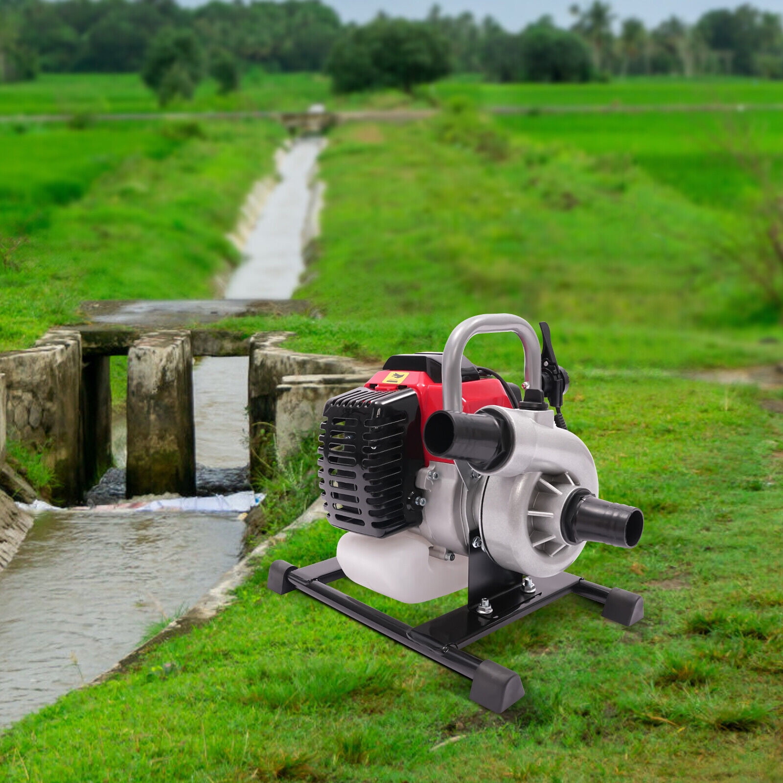1.7KW 2Stroke Water Pump 52CC Gasoline Water Transfer Pump Single-cylinder 95dB for Pumping and Irrigation