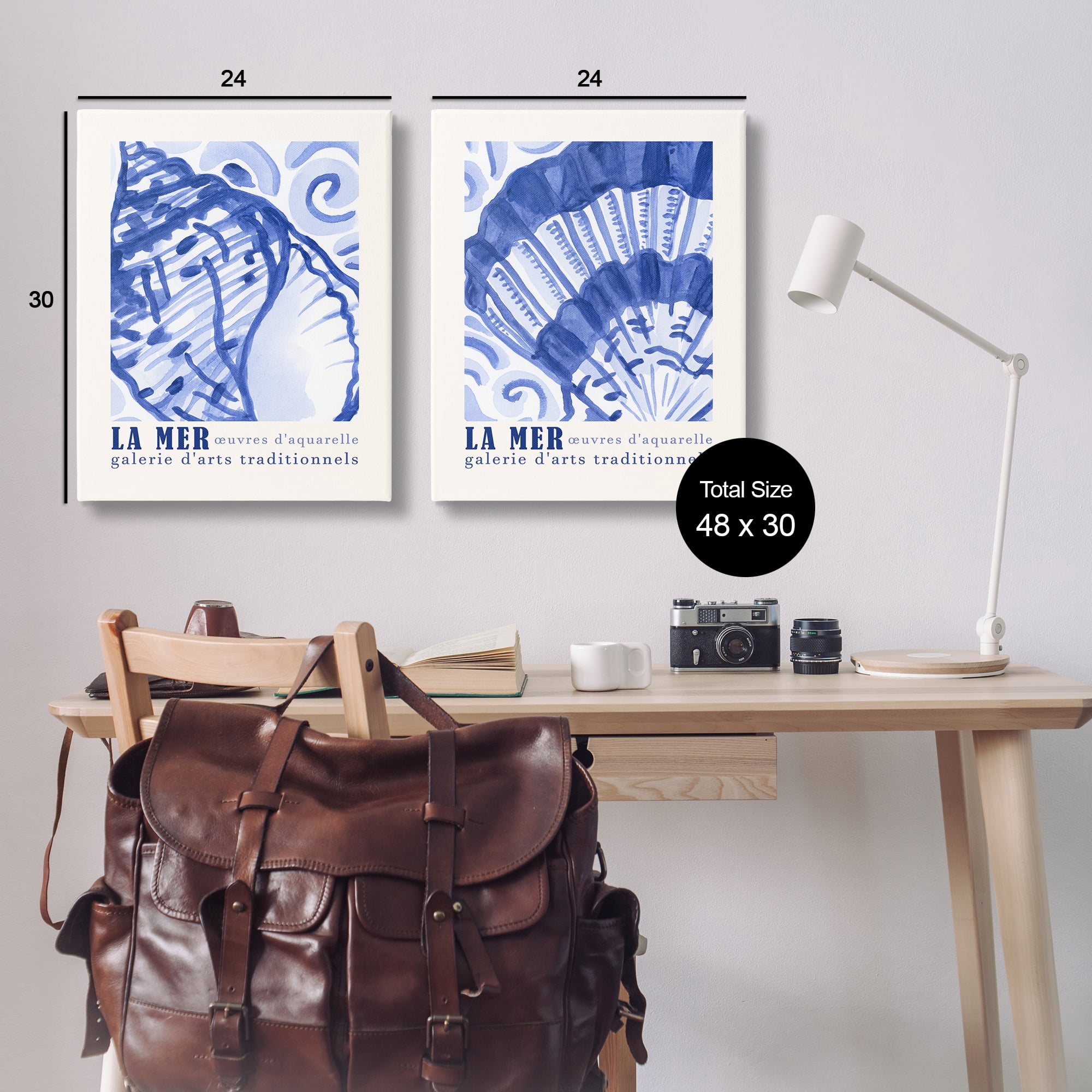 Stupell Industries Seashell Gallery Posters Nautical & Beach Painting Wrapped Canvas Art Print Wall Art, 24 x 30, Set of 2