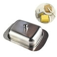 thumbnail image 3 of Vintage Stainless Steel Kitchen Butter Dish Holder Holder With Lid stainless steel lid, 3 of 6