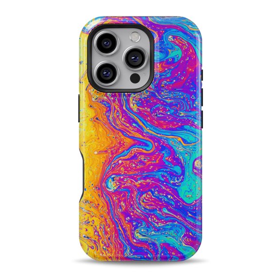 DesignSkinz Scratch-Resistant Hard Slim Case Compatible with iPhone 16 (Compatible with MagSafe) - Bright Colorful Oil Mixture