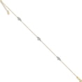 thumbnail image 2 of 14K Two-Tone Puff Heart 9In Plus 1In Ext Anklet Made In Indonesia ank219-10, 2 of 5