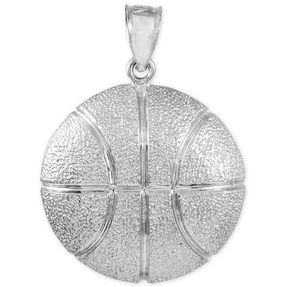 .925 Sterling Silver Basketball Sports Pendant Necklace (Pendant Only)