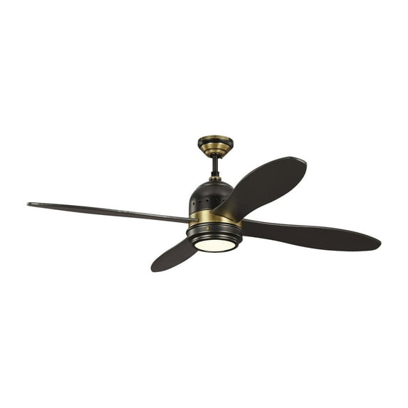Monte Carlo Metrograph Metrograph 56" 4 Blade Led Ceiling Fan - Deep Bronze and Brass /