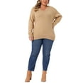 thumbnail image 2 of Agnes Orinda Plus Size Sweater for Women Long Sleeve V Neck Fall Knit Casual Basic Pullover Sweater Tops 1X Khaki, 2 of 6