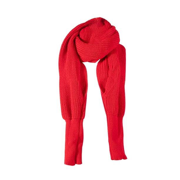 Minnieouse Bufandas tejidas de lana para mujer, cálidas y acogedoras, ligeras, portátiles, estilo europeo, bufanda larga de invierno para mujer Accesorios de disfraces Rojo