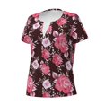thumbnail image 2 of Naloa Rose Flowers Print T-Shirts Short Sleeve V Neck Tees for Women Fashion Tops Trendy Lightweight Soft Casual Summer Outfits Clothes, 2 of 5
