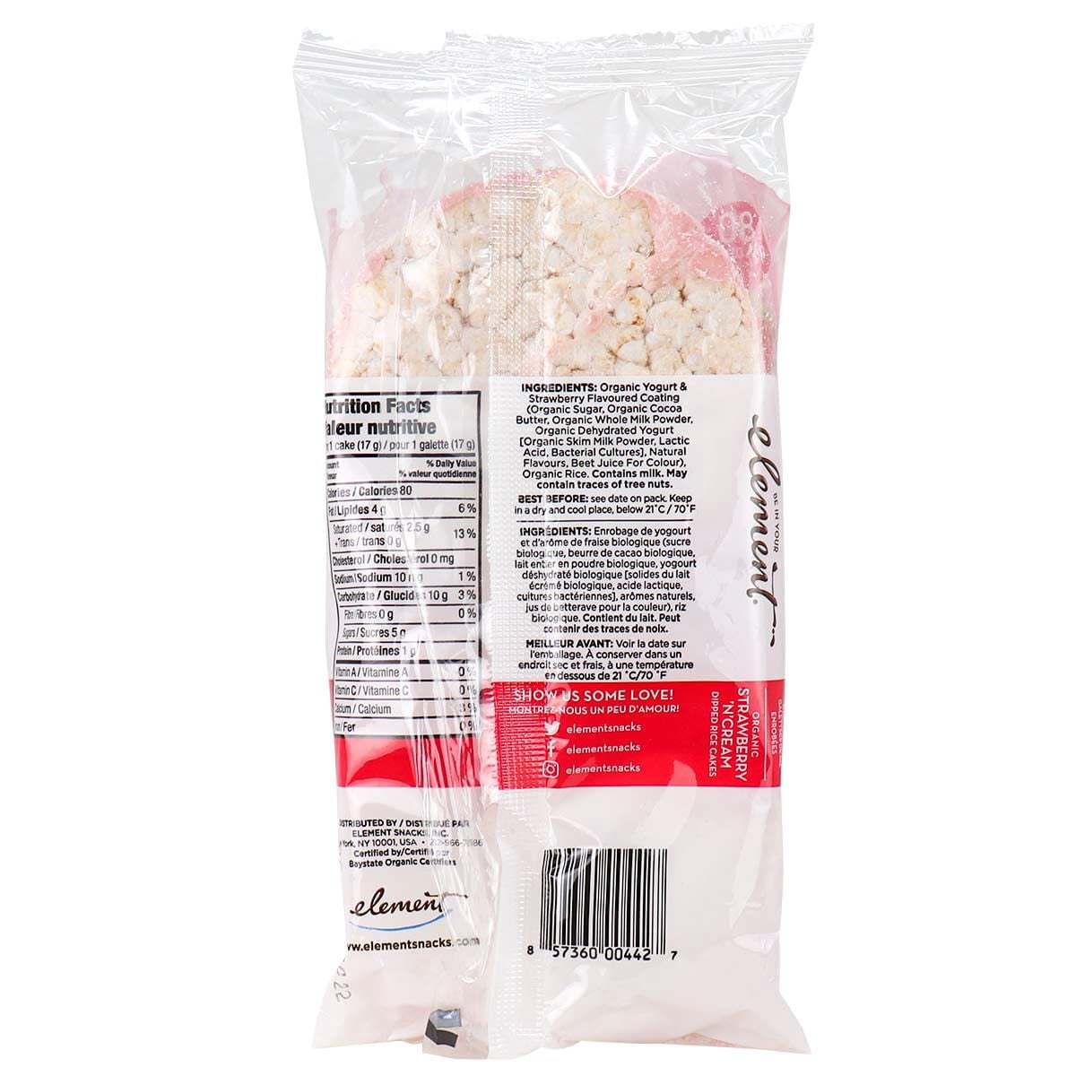 (Pack Of 6) Element Snacks Rice Cake Strawberry N Cream 3.5 Oz