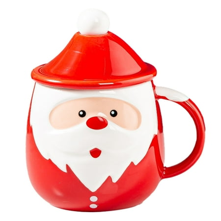 

Cup Coffee Mugs Spoon With Lid Santa Claus Party Gift Ceramic Large Capacity Drinking Utensils