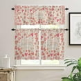 thumbnail image 1 of Retro Valentine''s 3 PCS Kitchen Curtain Valance and Tiers Set, Rod Pocket Small Half Tier Valances Window Curtains Panel, Vintage Spring Flower Botanical Love 55"x24" (Set of 2 Tiers & Valance), 1 of 5