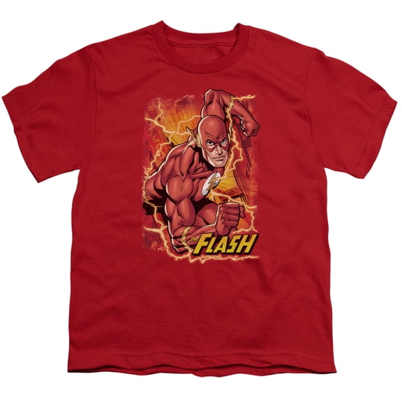 Justice League Of America Men's Flash Lightning T-shirt Red