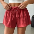 thumbnail image 4 of Hurxie Women's Wide Leg Shorts Drawstring Elastic Waist Vacation Casual Shorts Red,2XL, 4 of 6