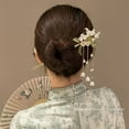 thumbnail image 5 of White magnolia hairpin, new Chinese style, ancient style, high-end hairpin, temperament, Hanfu cheongsam hairpin, step-shaking hair accessory, 5 of 97