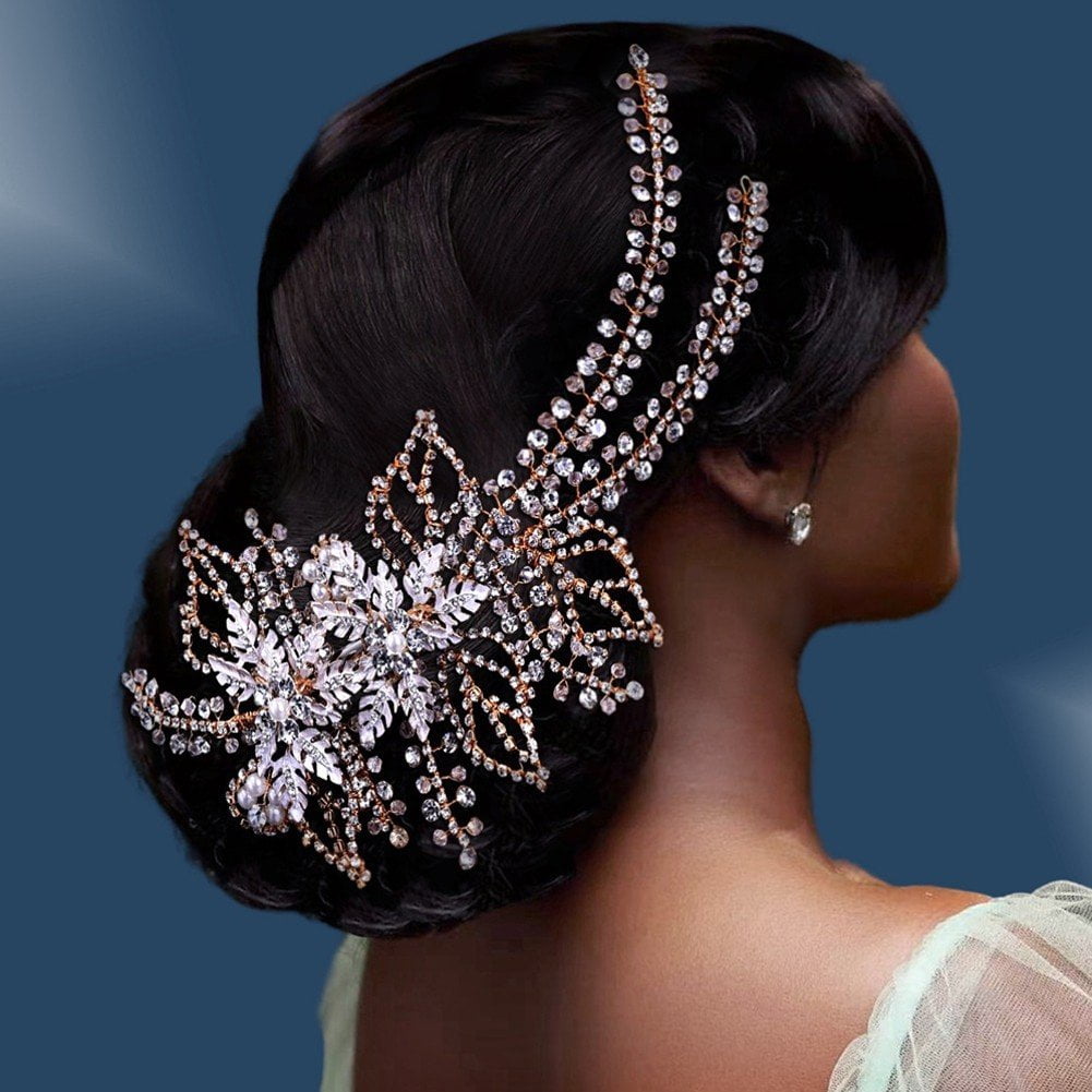 Jiibva Wedding Hair Clip Rhinestone Bridal Hairpiece Flower Hair Clip Elegant Hair Accessories