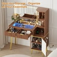 thumbnail image 5 of 41.7" Fluted Makeup Vanity Desk with Large 30" Mirror and Rotating Cabinet, Modern Glass Top Big Vanity Table with 4 Drawers & Lights, Dressing Table Set Charging Station for Bedroom, 5 of 8