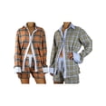 thumbnail image 3 of Yunliwuli Women’s Casual 2 Piece Outfits Long Sleeve Plaid Print Button Up Shirt + Loose Shorts Set Loungewear, 3 of 7