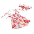 thumbnail image 2 of Baby Sleeveless High Waist Summer Infants Floral Romper+Headband, 2 of 7