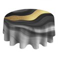 thumbnail image 4 of Black Marble Gold Wave Pattern Round Tablecloth 60"x60",Wrinkle Wipeable Table Cloth for Kitchen Dining Room Picnic Patio Party, 4 of 6