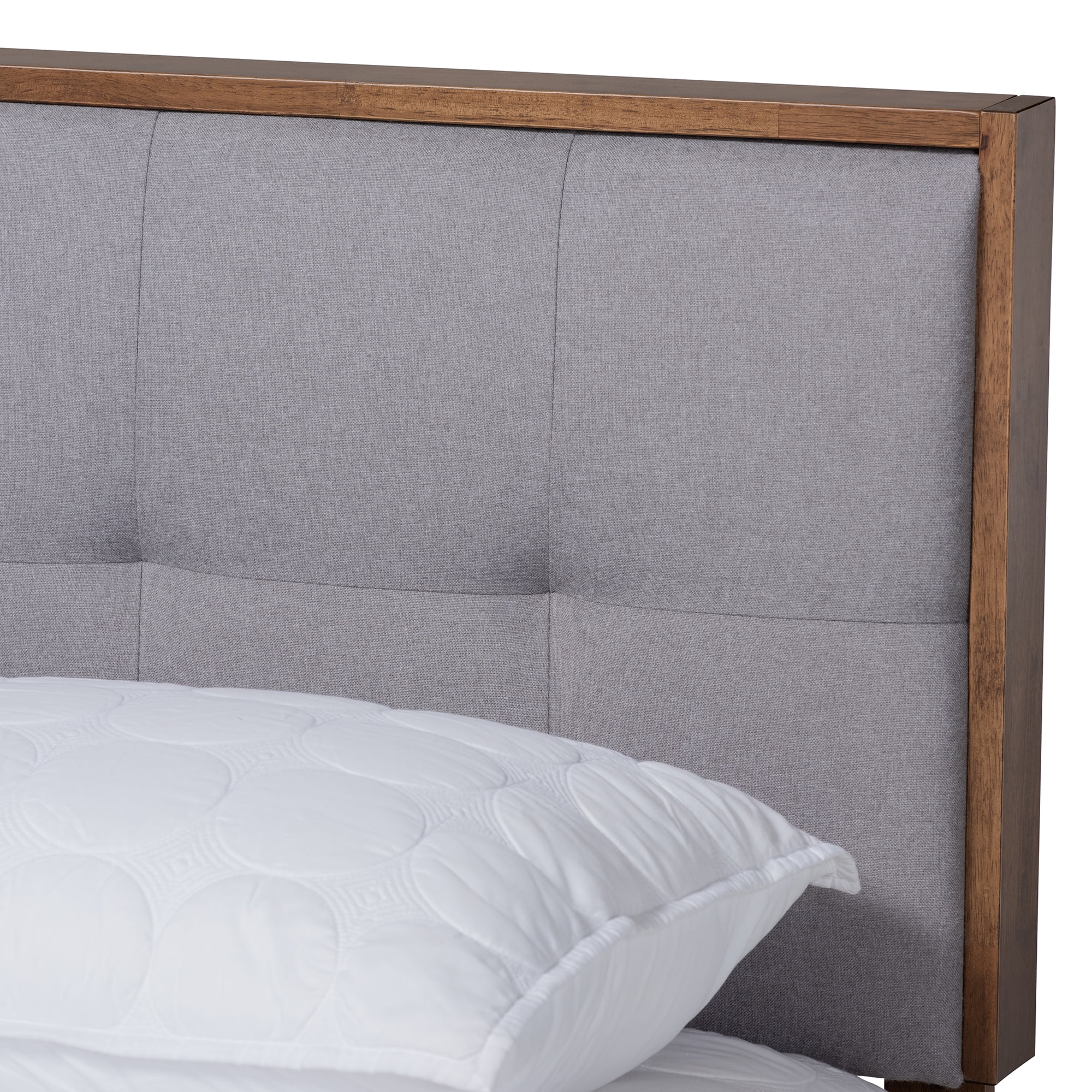 Baxton Studio Alke Mid Century Engineered Wood Tufted Platform Bed