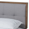 thumbnail image 5 of Baxton Studio Alke Mid-Century Engineered Wood Tufted Platform Bed, King, Light Grey/Walnut, 5 of 10