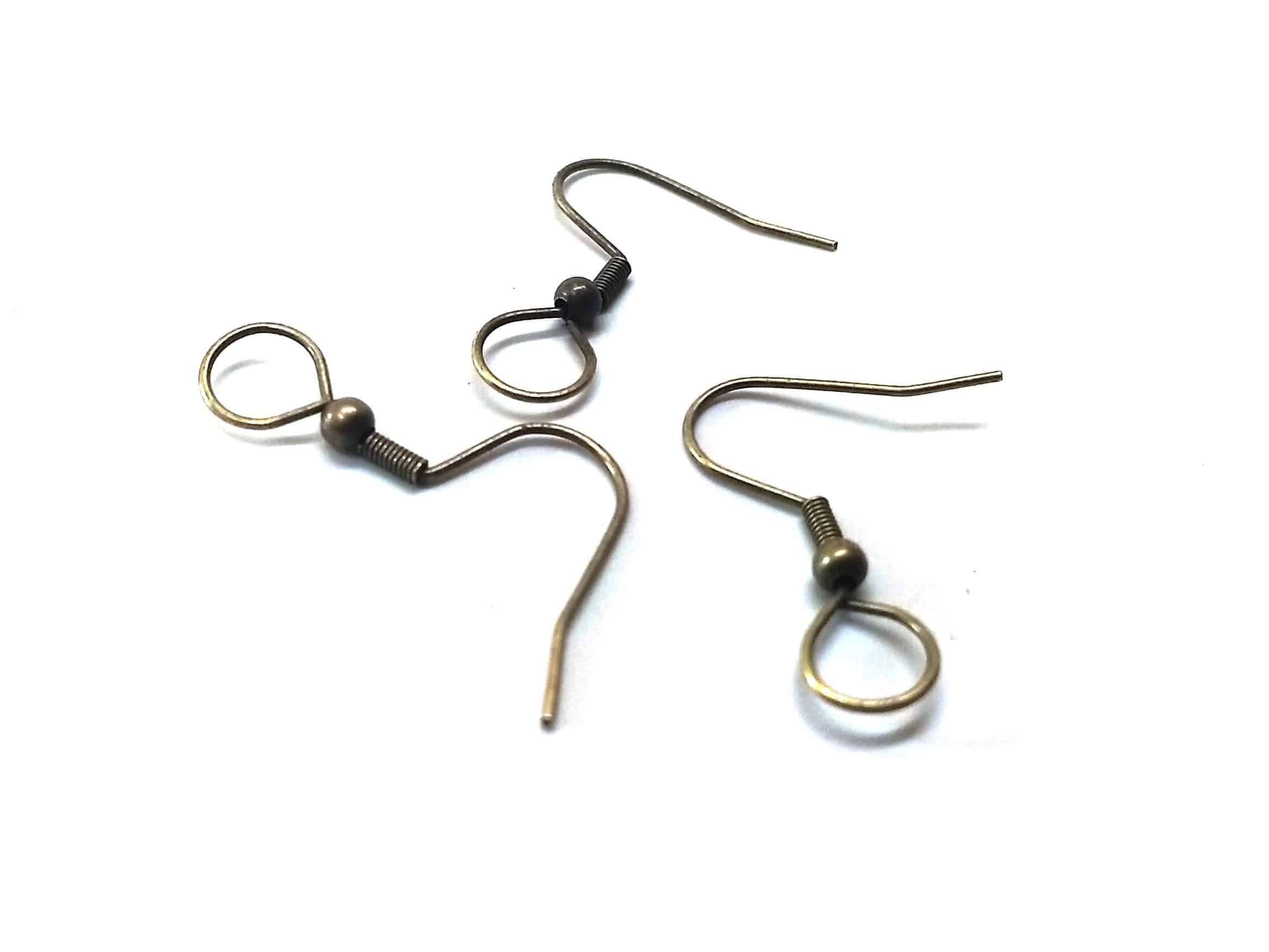 E848B - 1000 pcs Antique Bronze Earring Hooks with Spring and Ball - 25mm x 20mm - Parallel Loop - Large Loop: 7mm