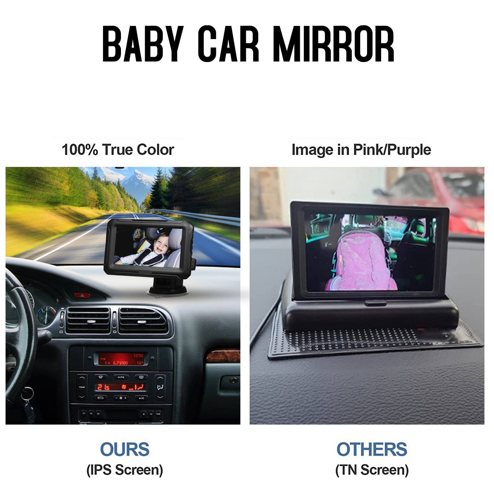 Sorven Baby Car Camera HD 1080P Camera Baby Car Mirror 1080P Baby Camera with 4.3'' IPS Screen Night Vision Adjustable Wide View Angle for Infants Kids Pets