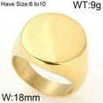 thumbnail image 2 of HOOUN Gold Smooth Shiny 18mm Wide Round Rings Stainless Steel Large Mens Ring 6-10#-8#-gold, 2 of 5