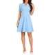 thumbnail image 1 of Vestido de Negocios INSPIRE CHIC para Mujer, con escote corazón, plisado, de manga corta, estilo A-Line, vestido ajustado M azul claro, 1 of 6