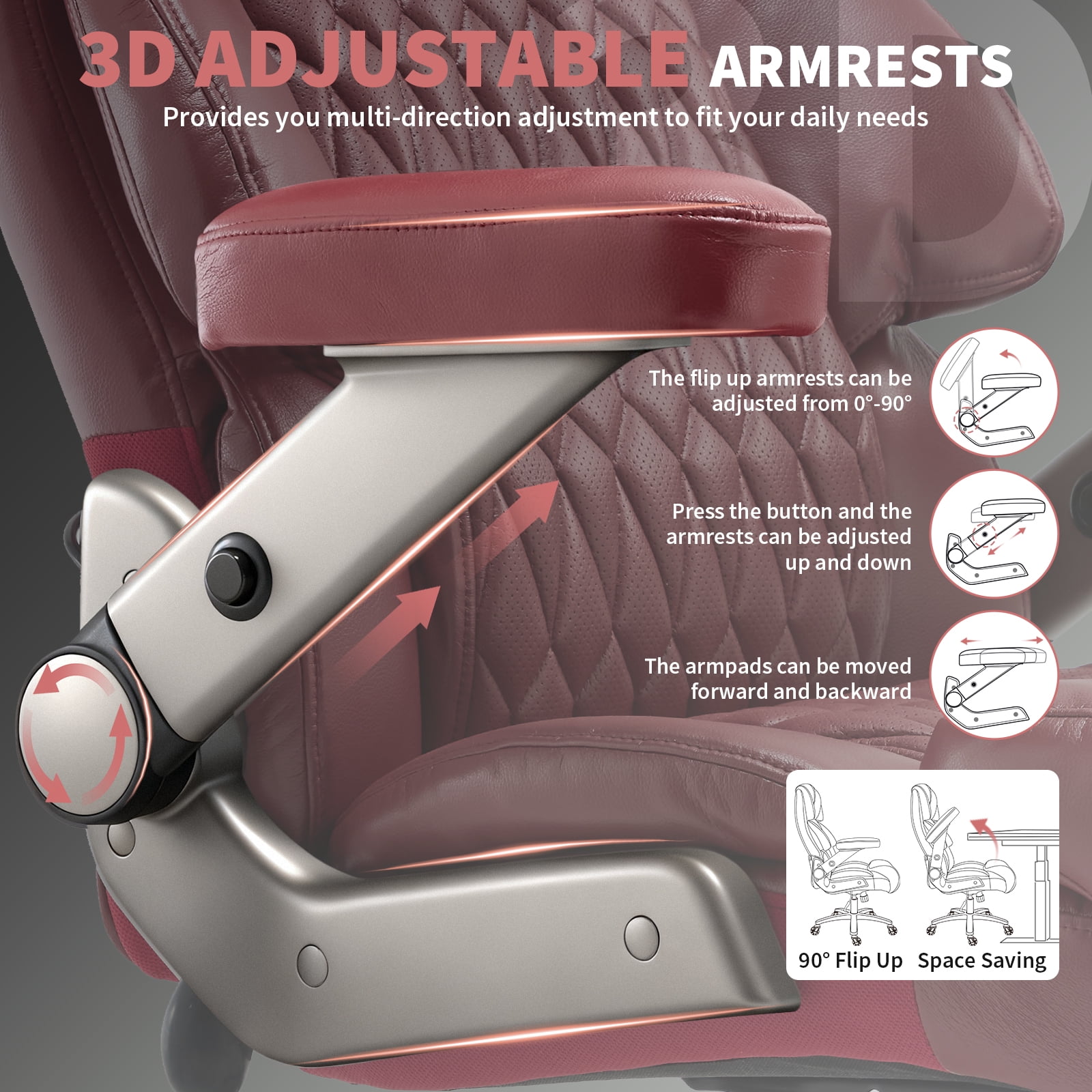 Big and Tall Office Chair 700lbs, High Back Executive Desk Chair with Adjustable 3D Arms&Lumbar Support for Back Pain, Heavy Duty Computer Chair with Strong Mental Base&Dual Rubber Wheels