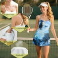 thumbnail image 6 of Yuyamidu Blue Marble Print Tennis Dresses Built-in Shorts with Pockets Trendy Golf Athletic Dresses 2 Pieces Comfortable Women Sleeveless Crossover Sport Dress Size XS, 6 of 7